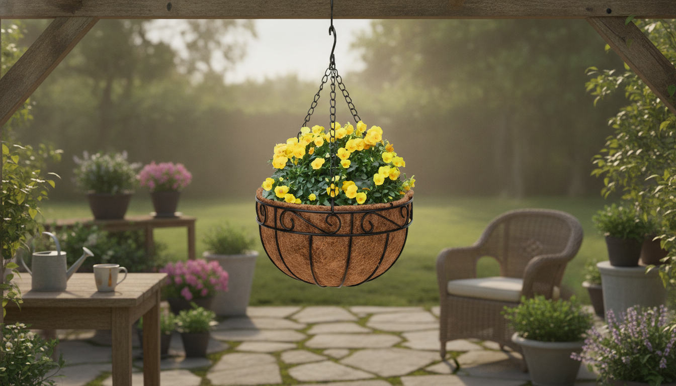 10-Inch Iron Hanging Basket Set with Coconut Coir Liner